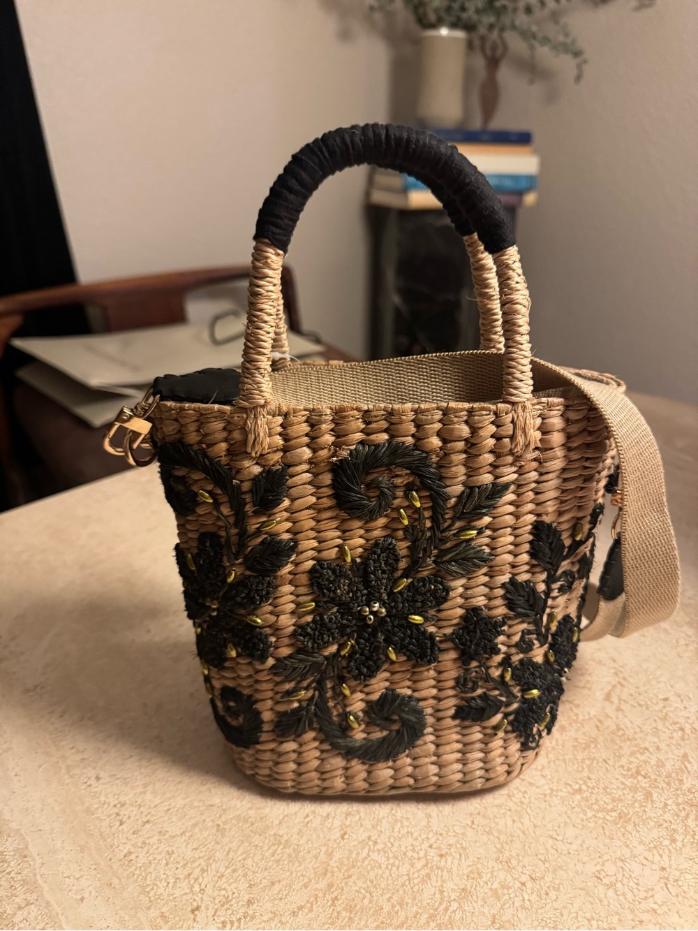 Boho rattan woven purse